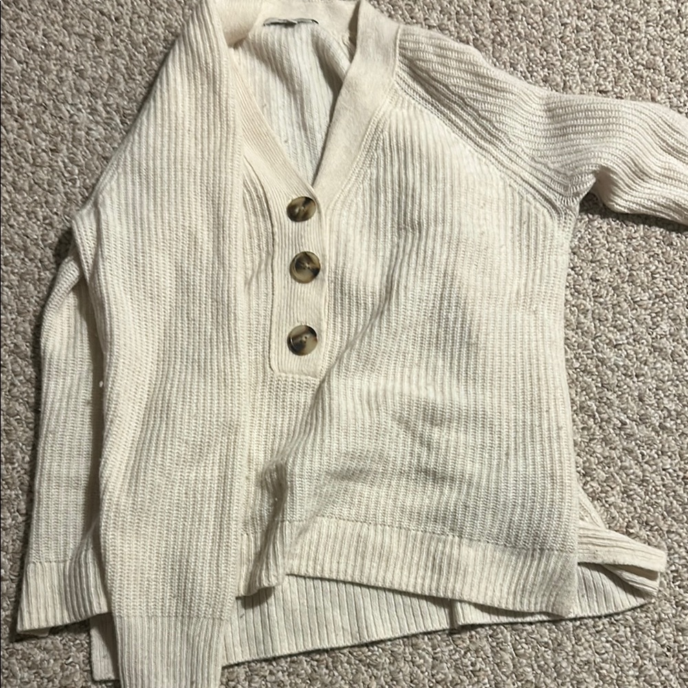 Madewell Women's Cream Sweater with Button Detail